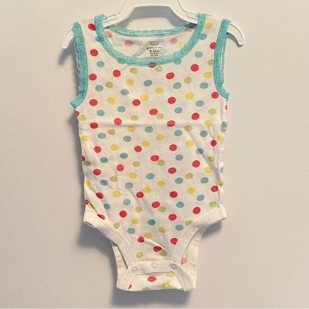 Koala Baby Girl's Bodysuit Polka Dot Lace Trim Size 9-12 Months
